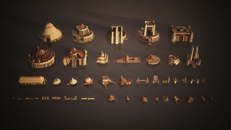 原始部落环境营地建筑场景3D模型-图片2
