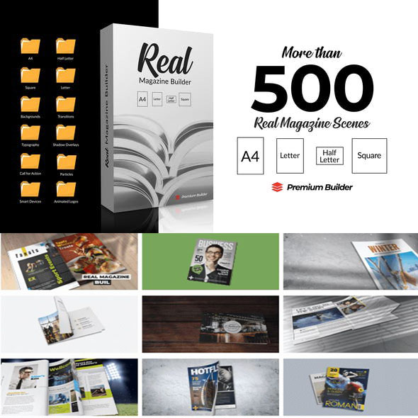 AE模板/脚本-500种真实E3D时尚杂志书本翻页封面场景动画预设-图片1