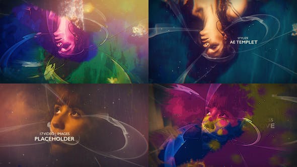 AE模板-水墨遮罩视差照片回忆展示片头 Ink Slideshow