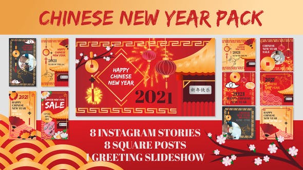 AE模板-中国农历新年竖屏包装动画 Chinese New Year Pack