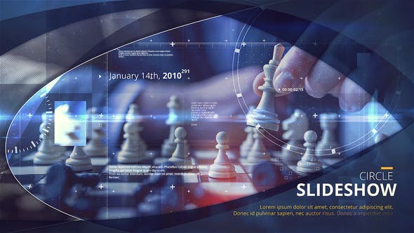 AE模板-科技感椭圆图形视差图文幻灯片 Parallax Circle Slideshow