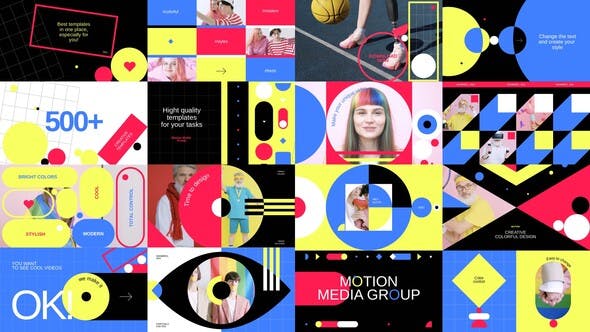 AE模板-时尚活力多彩图形栏目包装片头 Bauhaus | Stylish Opener