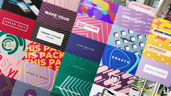 AE模板-60+抽象多彩图形背景文字标题设计动画