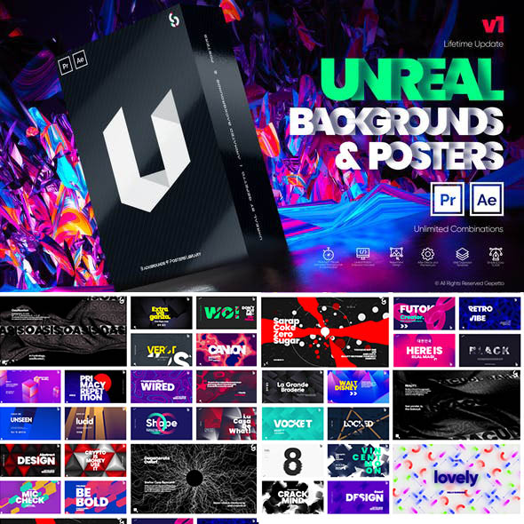 AE脚本+PR预设-抽象时尚活动海报文字排版背景动画元素包-图片1