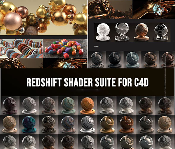 C4D Redshift渲染器500+木头金属塑料玻璃布料科技日常液体材质预设-图片1