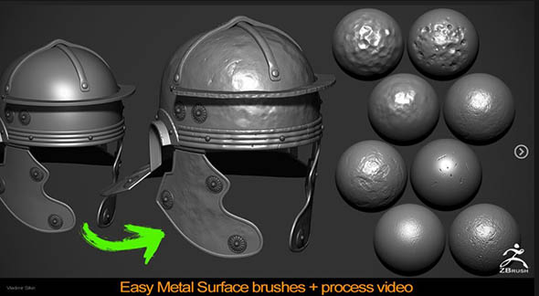 8组金属表面笔刷ZBrush预设