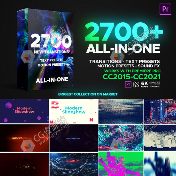 PR模板预设-4000+辉光信号损坏拉伸扭曲抖动视频转场标题字幕调色音效预设V12-图片1