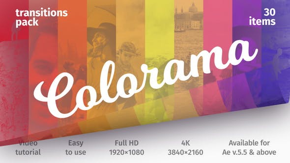 AE模板-30组4k多彩电影耀斑闪光光效叠加视频无缝转场动画