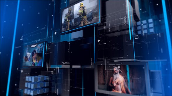 AE模板-三维空间电视新闻栏目包装片头 News Slideshow