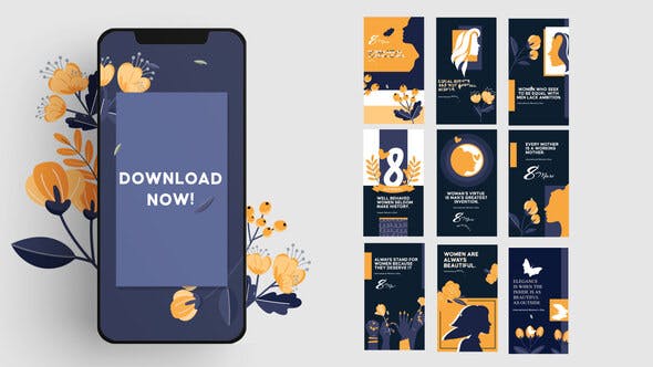 AE模板-9组三八妇女节手机竖屏宣传包装