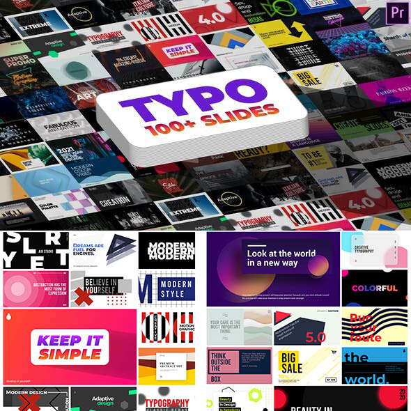 PR预设-100+抽象时尚活动海报文字排版背景动画元素包