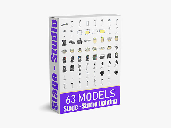 63工作室舞台剧院电影院灯光3D模型集合-图片1