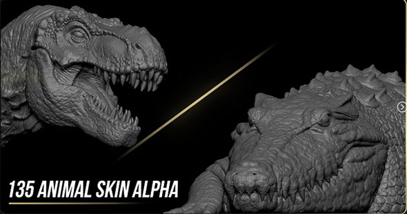 135组动物表面雕刻细节Alpha纹理深度贴图预设