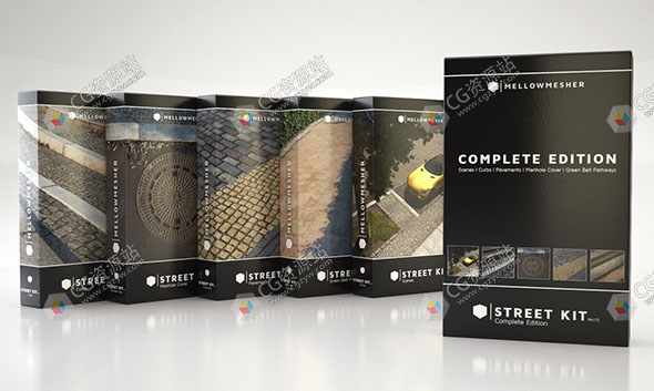 街道路面公路花草绿化带井盖相关3D模型-图片1