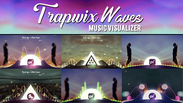 AE模板-粒子音乐波形可视化动画 TrapWix Waves Music Visualizer