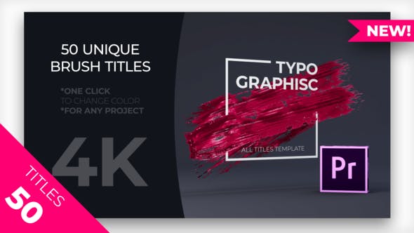 PR预设-50个4K笔刷文字标题预设 MOGRT