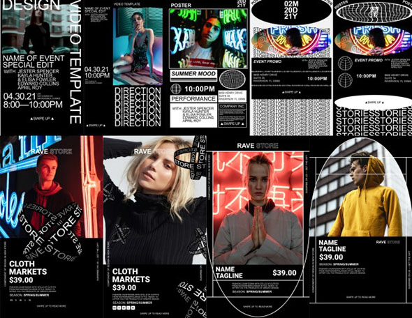 AE模板-时尚动感竖屏海报文字标题排版广告视频设计包