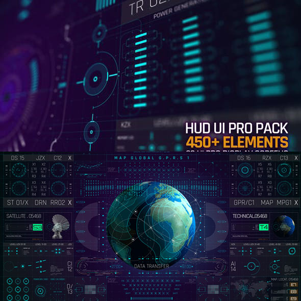 AE模板-450+科技感科幻HUD医疗军事UI界面元素动画-图片1
