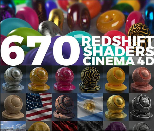 C4D Redshift渲染器670组日常木材织物皮革大理石金属粘土油漆石头半透明材质预设V3-图片1