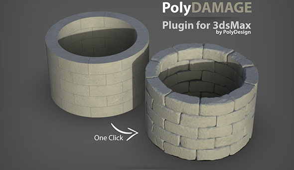 模型破损添加细节纹理雕刻3DS MAX插件 PolyDamage V1.5.2 for 3ds max 2016-2025