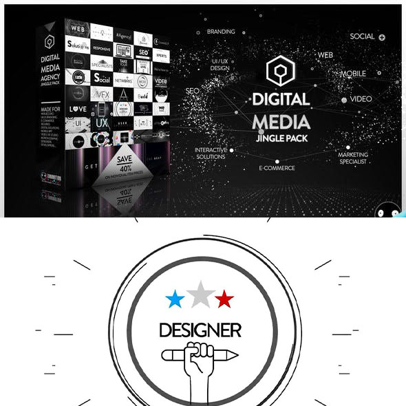 AE模板-创意简约时尚社交网络营销logo动态图形工具包