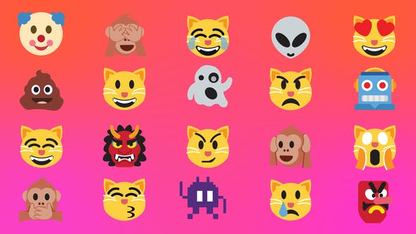 AE模板-卡通表情愤怒快乐元素图标动画 Animated Emoji Pack v4