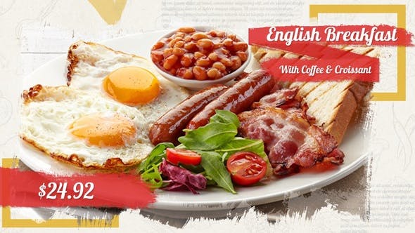 AE模板-餐厅美食宣传包装动画 Restaurant Food Slideshow