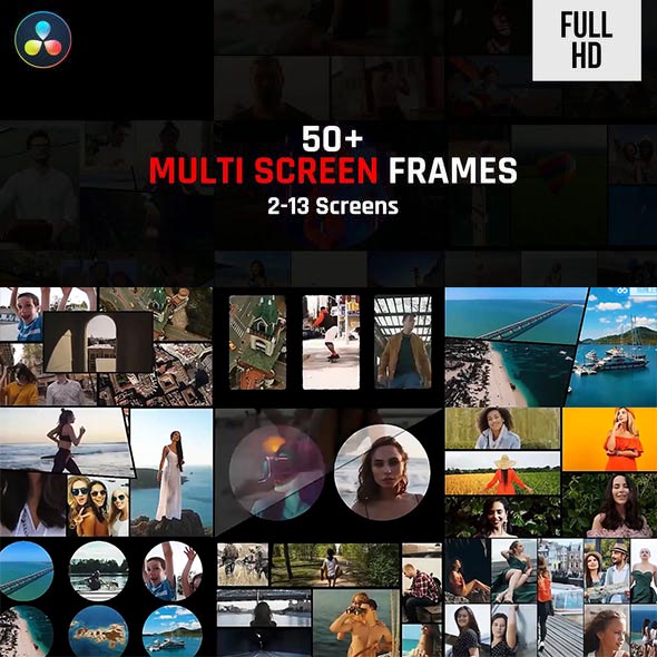 达芬奇模板-50组视频分屏动画包装预设