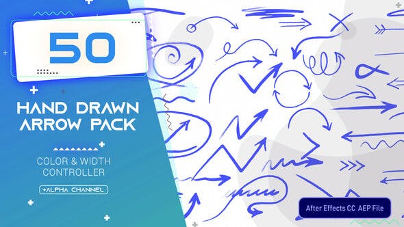 AE模板-50组动态图形手绘箭头动画 Hand Drawn Arrows Pack