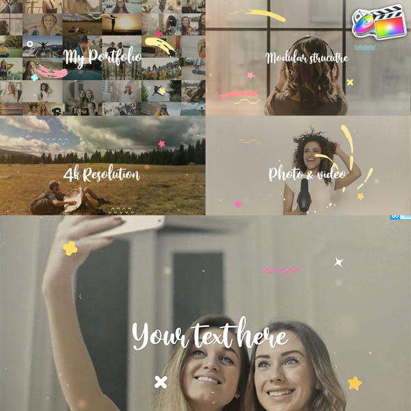 FCPX插件-4k彩色液体图形标题排版视频包装动画