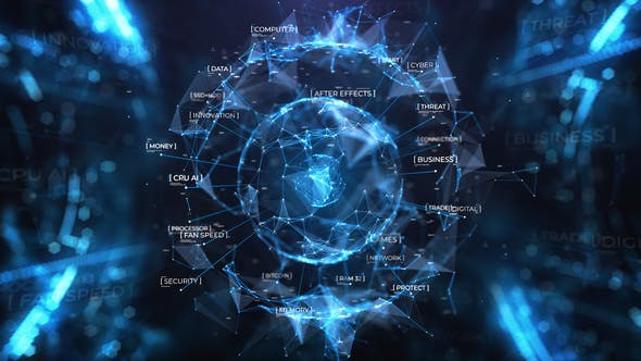 AE模板-Plexus科幻背景Logo动画网络业务开场 Cyber Business Digital Opener