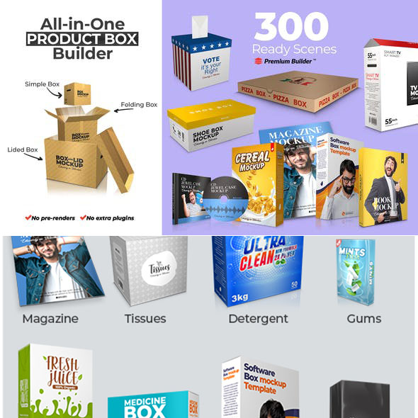 AE模板/脚本-300种盒子场景书籍食品药品纸盒礼品盒预设-图片1