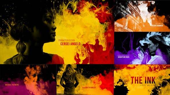 AE模板-抽象彩色水墨滴落图文开场片头 The Ink Opener