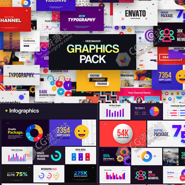 AE脚本-社交人名字幕条文字标题排版图形背景转场Logo动画包