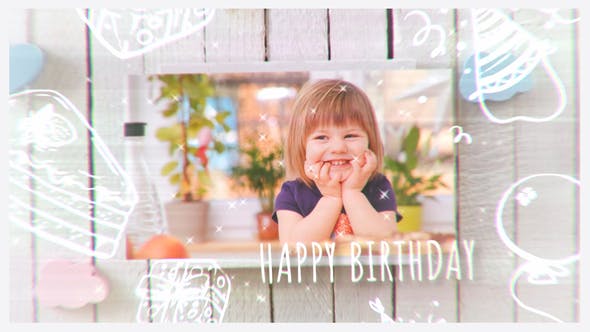 AE模板-儿童生日快乐照片相册包装片头 Happy Birthday Kids Photos