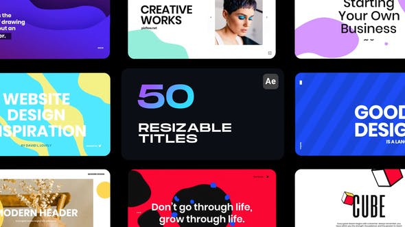AE模板-50组自适应时尚图形标题排版设计动画 Resizable Titles