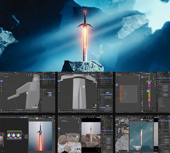 Blender石中剑影视级实例制作完整流程视频教程