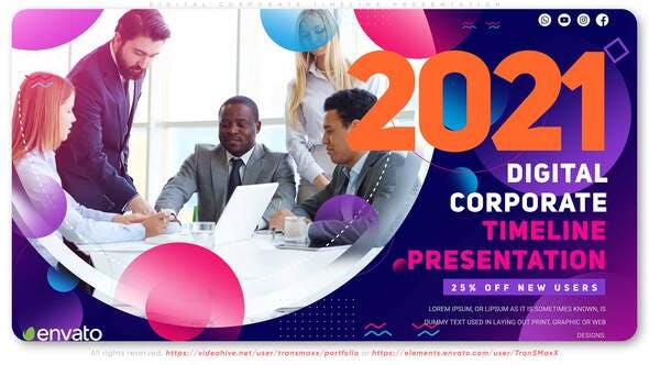 AE模板-企业发展历程时间线演示 Digital Corporate Timeline Presentation