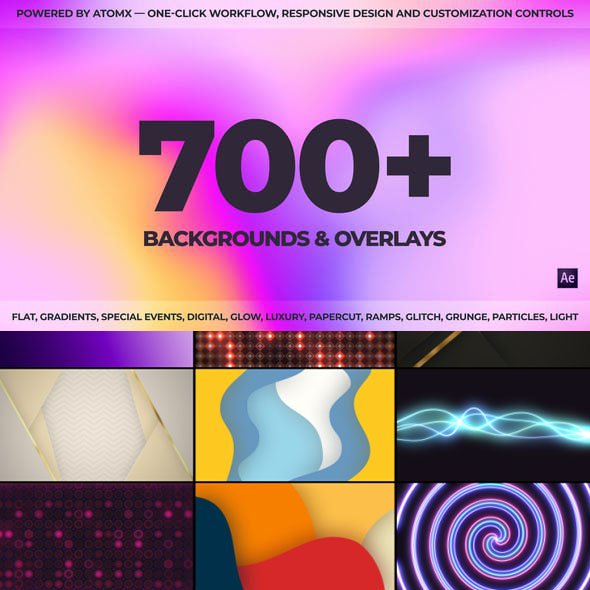 AE脚本-700+抽象彩色渐变无限循环背景动画和叠加元素预设包-图片1