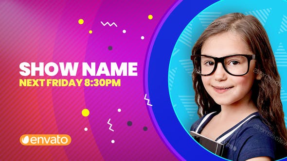 AE模板-多彩卡通儿童小孩TV栏目包装片头 4K Kids Broadcast Package