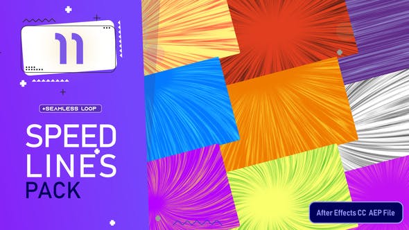 AE模板-11组漫画运动线速度线背景动画 Anime Action Motion Lines