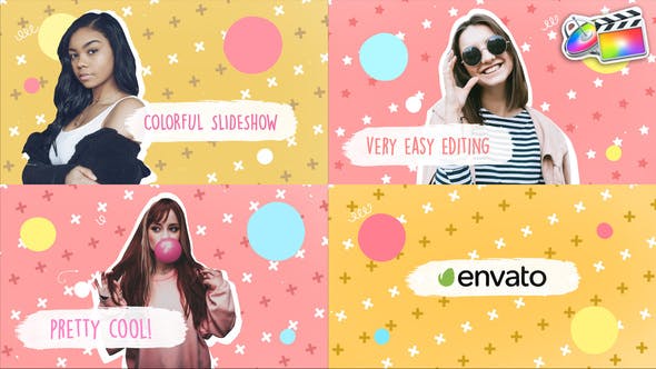 FCPX插件-笔刷卡通定格人物介绍片头 Colorful Brush Slideshow