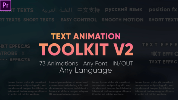PR预设-73种文字缓入缓出文本动画工具包 Text Animation Toolkit V2