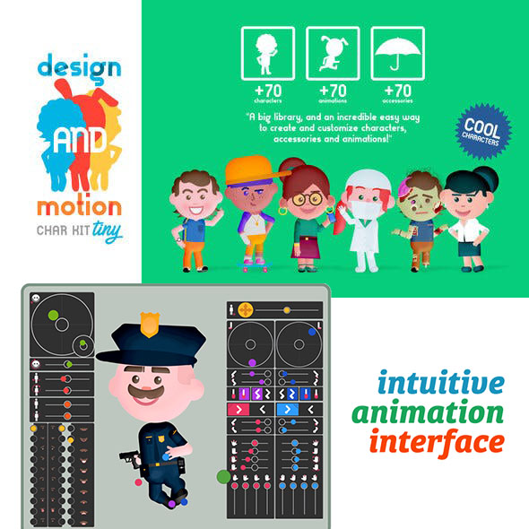 AE模板-卡通小人物角色绑定动作MG动画设计素材-图片1