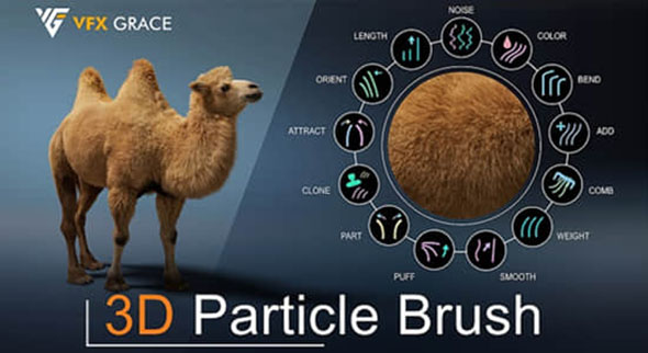 Blender三维粒子笔刷头发毛发绘制工具插件 3d Particle Brush