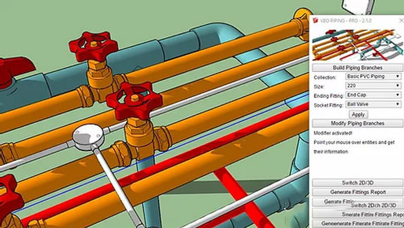 三维管道快速生成Sketchup插件 VBO Piping Pro v2.1.7