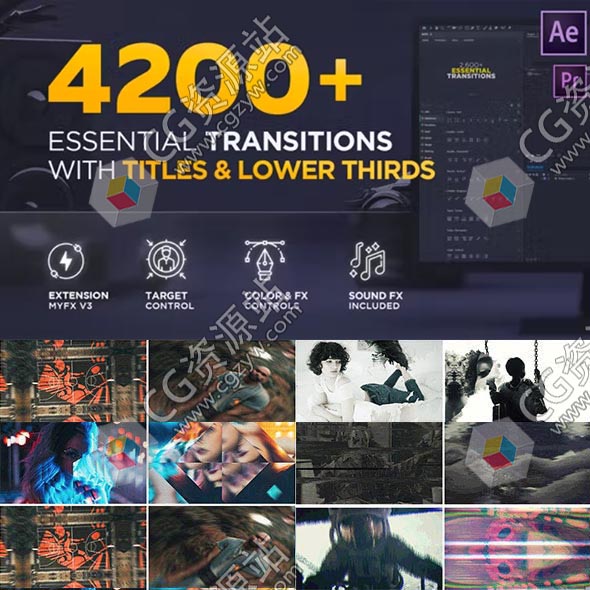 AE脚本-4200组故障无缝过渡缩放图形转场标题字幕动画预设MYFX V4.1破解版-图片1