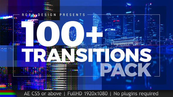 AE模板-100种独特玻璃折射色差效果转场动画 Transitions