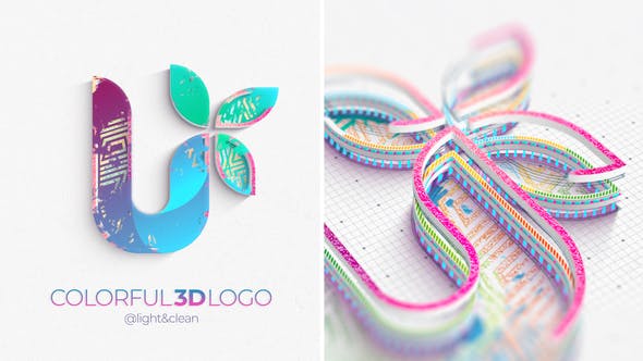 AE模板-彩色三维标志展示logo动画 Colorful 3D Logo Reveal