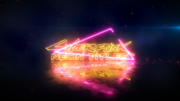 AE模板-炫酷赛博朋克火花粒子logo动画开场 Cyberpunk Neon Title